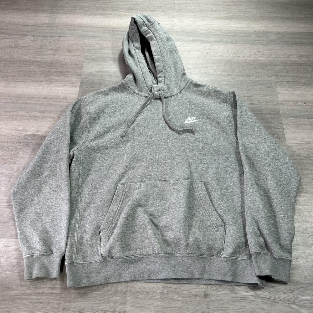 Nike Club Fleece Hoodie‎ Mens Medium Gray Fleece Pullover Sweatshirt BV2654-063